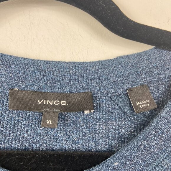 Vince Sz XL Men's Slim Fit Waffle Knit Long Sleeve T-shirt In H Spruce Blue - Picture 6 of 12